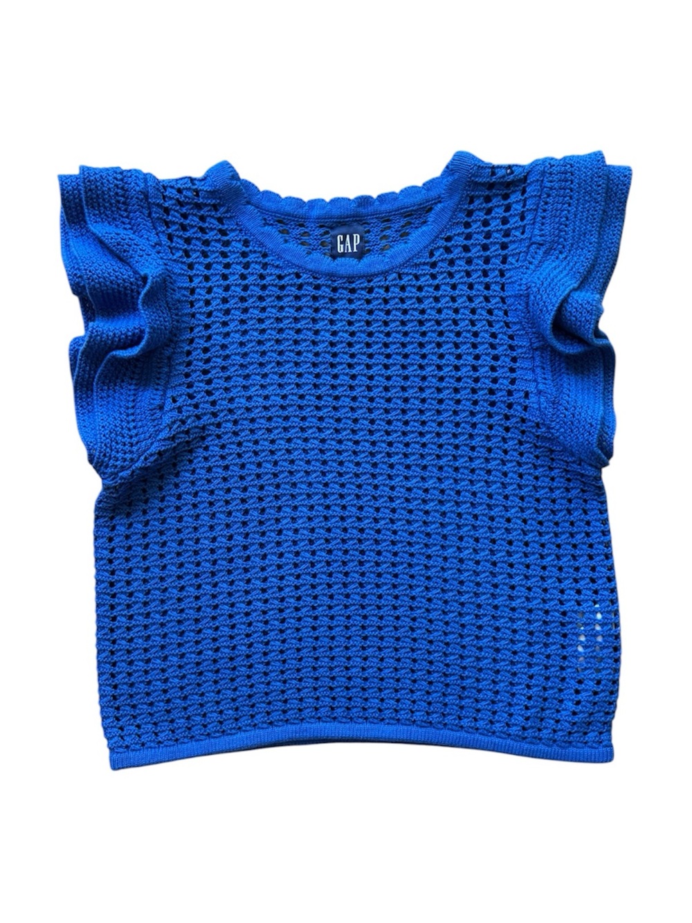 Gap Crochet Flutter Sleeve Sweater XS Petite Cottagecore